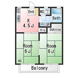 ファミール八帖 2Kの間取図画像
