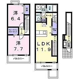 フローラ・ドミール 2LDKの間取図画像