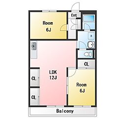 サンライズ内田 2LDKの間取図画像