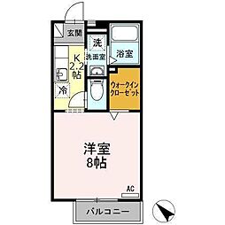 シティーベルIYODAA棟 1Kの間取図画像