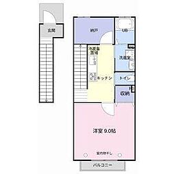 岡崎市蓑川新町2丁目アパート 1Kの間取図画像