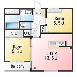 オイコス小呂 2LDKの間取図画像