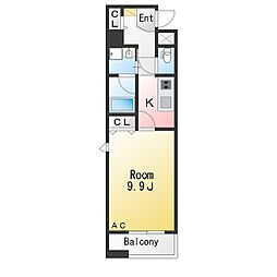 カーサビアンカ東岡崎 1Kの間取図画像