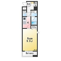 カーサビアンカ東岡崎 1Kの間取図画像