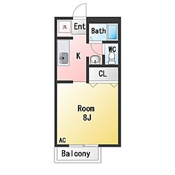 BEELINE・K 1Kの間取図画像