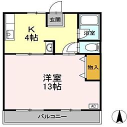 コーポすゞきA棟 1Kの間取図画像