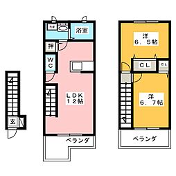 フラワーエイト 2階2LDKの間取り