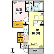 プランドールVII　Ｂ  ｜ 愛知県豊橋市下五井町沖田（賃貸アパート1LDK・1階・40.70㎡） その2