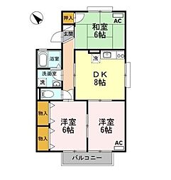 ヴェルデおだかの 3DKの間取図画像