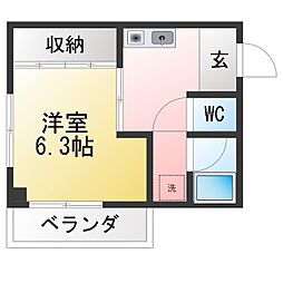 コーポ中柴 1Kの間取図画像