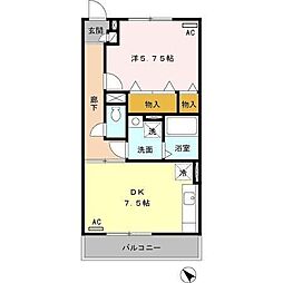 ブランヴィラージュA 1DKの間取図画像