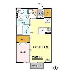 ヴィライン若宮 1LDKの間取図画像