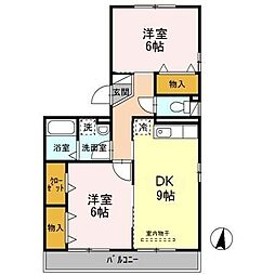 セジュールオッツSからさわ 2LDKの間取図画像