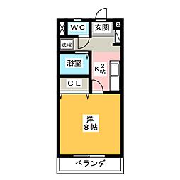 イーストランドマーク2 1Kの間取図画像