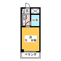 ハイツエーデルワイス 1Kの間取図画像