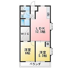 シティ・ハイツ中岩田A 2LDKの間取図画像