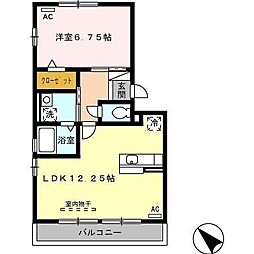 ラ・フルールA 1LDKの間取図画像