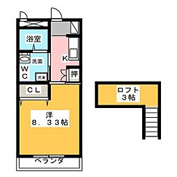 シャン・ド・フルール 1Kの間取図画像