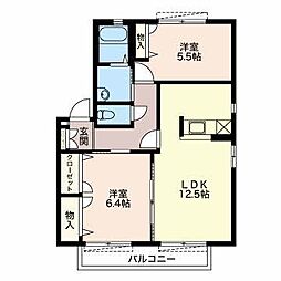 MastTown向山A 2LDKの間取図画像