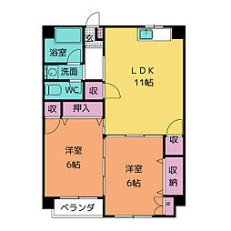 メゾン・ド・タマキ 2LDKの間取図画像