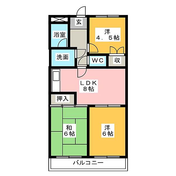 サンポート住吉 ｜愛知県一宮市住吉２丁目(賃貸マンション3LDK・1階・54.54㎡)の写真 その2