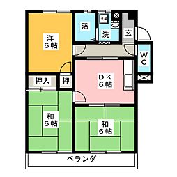 コーポエデン 3DKの間取図画像