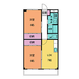 サンライズマンション 2DKの間取図画像