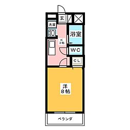ラッキーズハイツ 1Kの間取図画像