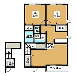 ササフラス2 2LDKの間取図画像