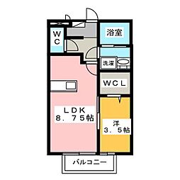クレヴィア 1LDKの間取図画像