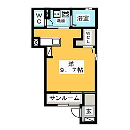 アルカンシエル・Y ワンルームの間取図画像