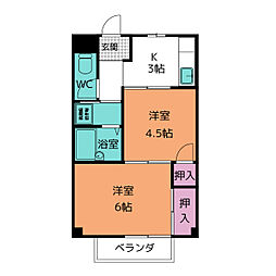 エルディム平島 2Kの間取図画像
