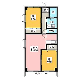 メゾン真和 2LDKの間取図画像