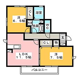 ニコニコスギモト 2LDKの間取図画像