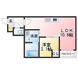 Jack hanaikeI 1LDKの間取図画像