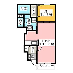 グラシアス 1LDKの間取図画像