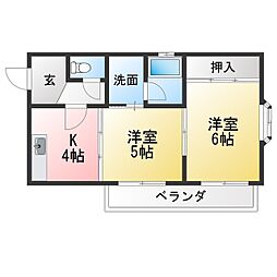 リーベ1 2Kの間取図画像
