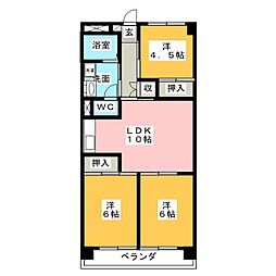 大椿ビル3 3LDKの間取図画像