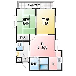 シャンピア花池 2DKの間取図画像
