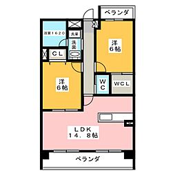 Benvenuto牛野通 2LDKの間取図画像
