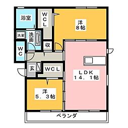 フォルビート 2LDKの間取図画像