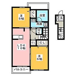 リバティークイーン 2LDKの間取図画像