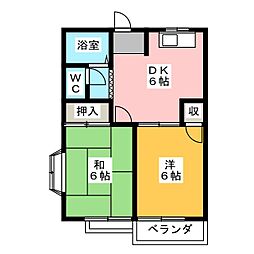 エルシャトー松川C 2DKの間取図画像