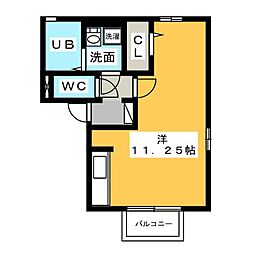 ラ・テールドゥ ワンルームの間取図画像