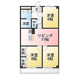 グリーンヒル大和2 3LDKの間取図画像