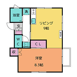 三島ヴィレッジ 1LDKの間取図画像