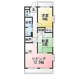 風里 2LDKの間取図画像