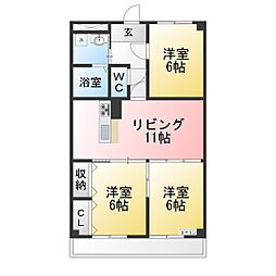 グリーンヒル大和2 3LDKの間取図画像