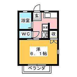 ガルバン2 1Kの間取図画像