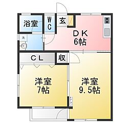 コラム池脇 2DKの間取図画像
